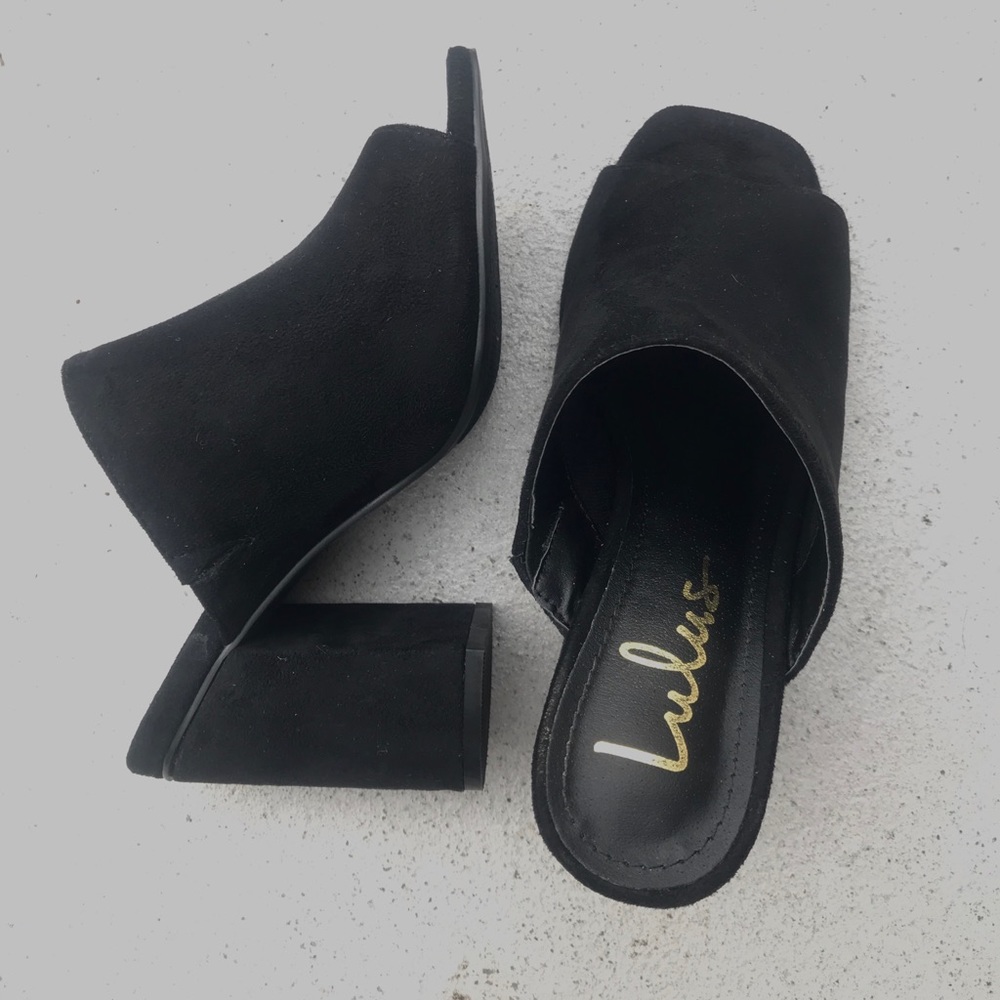 Suede Black Mules